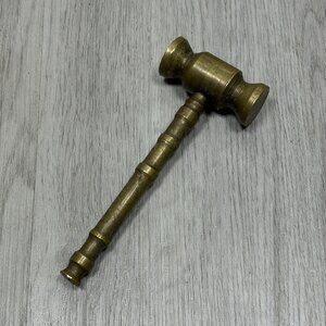 Vintage Brass Gavel Hammer 5 3/4" Auctioneer Judge Paperweight